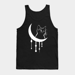 Cat and dripping moon Tank Top